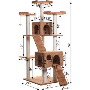 Armarkat 74-in Multi-Level Cat Tree, Ochre Brown