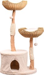 Armarkat AMNI 47-in Plush Real Branch Cat Tree & Condo with Scratching Post, Beige