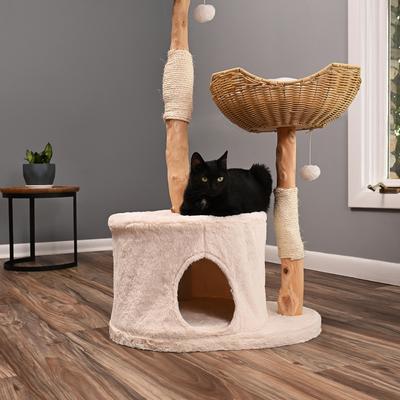 Show full view: Armarkat AMNI 47-in Plush Real Branch Cat Tree & Condo with Scratching Post, Beige slide 4 of 11