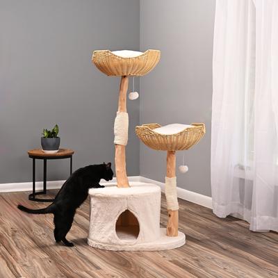 Show full view: Armarkat AMNI 47-in Plush Real Branch Cat Tree & Condo with Scratching Post, Beige slide 7 of 11