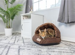 Armarkat Anti Slip Bottom Cuddle Cave Cat Bed, Mocha & Leopard