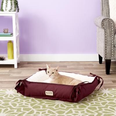 Show full view: Armarkat Bolster Cat & Dog Bed, Burgundy/Ivory slide 1 of 11