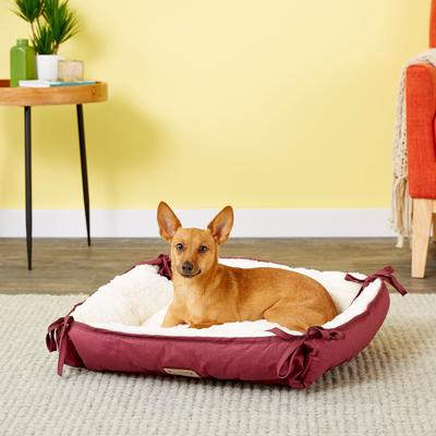 Show full view: Armarkat Bolster Cat & Dog Bed, Burgundy/Ivory slide 4 of 11