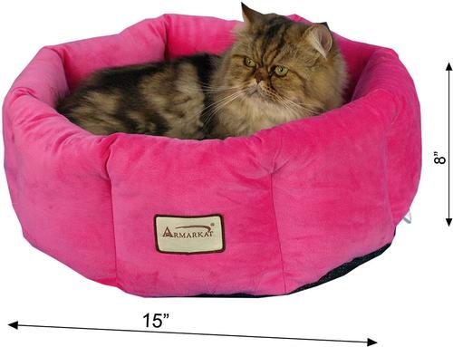 Show full view: Armarkat Bolster Cat & Dog Bed, Pink slide 3 of 11