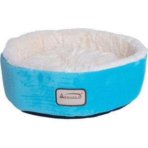 Armarkat Bolster Cat & Dog Bed, Sky Blue/Ivory