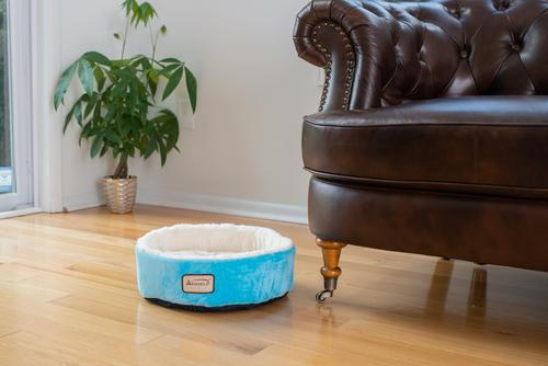 Show full view: Armarkat Bolster Cat & Dog Bed, Sky Blue/Ivory slide 3 of 11