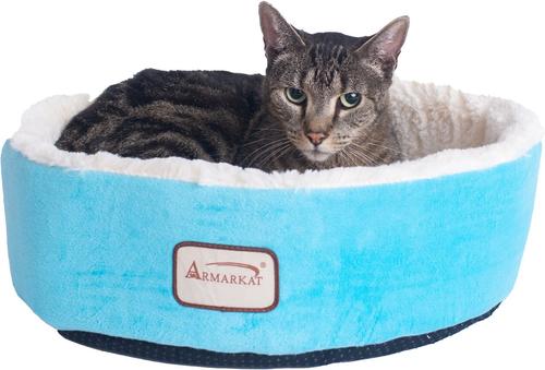 Show full view: Armarkat Bolster Cat & Dog Bed, Sky Blue/Ivory slide 5 of 11