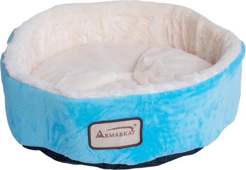 Show full view: Armarkat Bolster Cat & Dog Bed, Sky Blue/Ivory slide 6 of 11