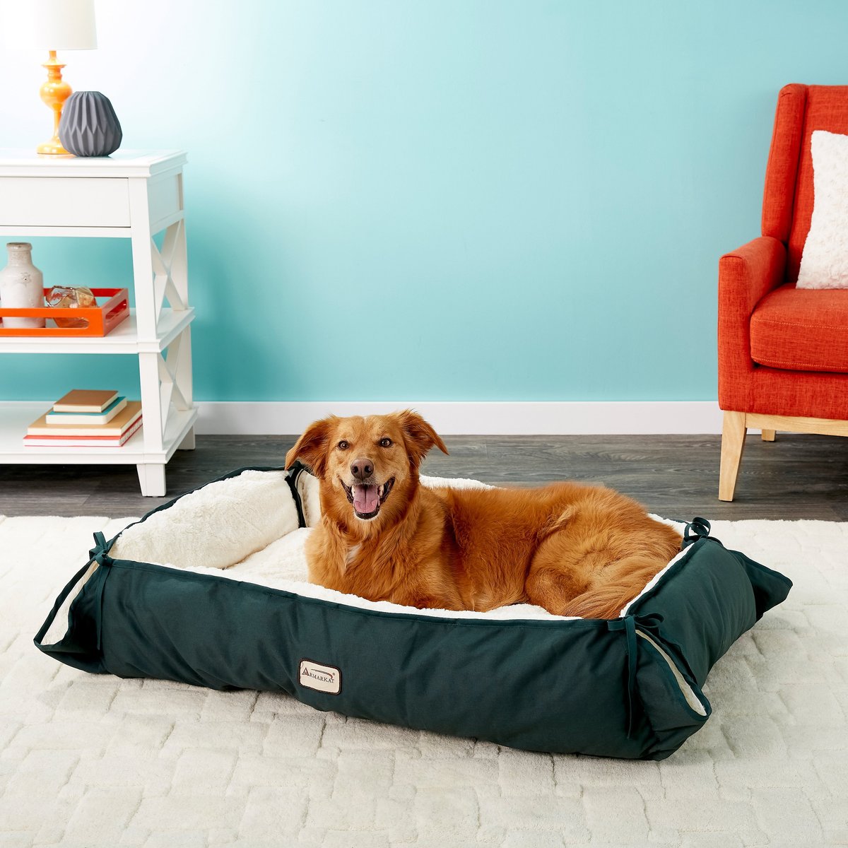 Armarkat Bolster Dog Bed, Laurel Green/Ivory, Large