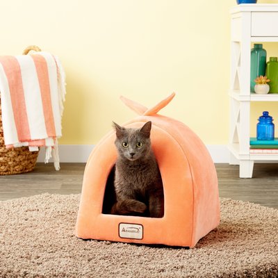 Armarkat Armarkat Cave Shape Covered Cat & Dog Bed, Orange/Ivory