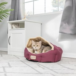 Armarkat Covered Cat & Dog Bed, Burgundy/Ivory