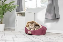 Armarkat Covered Cat & Dog Bed, Burgundy/Ivory slide 2 of 9
