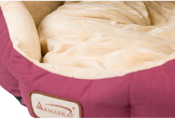 Show full view: Armarkat Covered Cat & Dog Bed, Burgundy/Ivory slide 7 of 11