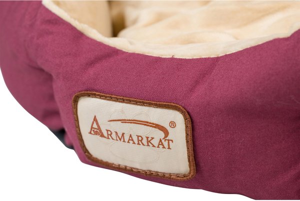 Show full view: Armarkat Covered Cat & Dog Bed, Burgundy/Ivory slide 8 of 11