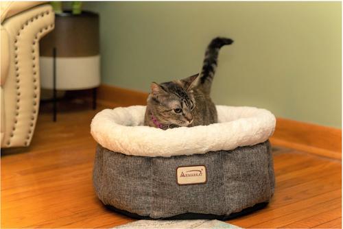 Show full view: Armarkat Cozy Cat Bed, Beige & Gray slide 1 of 12
