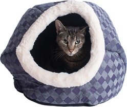 Armarkat Cuddle Cave Dog & Cat Bed, Blue Checkered