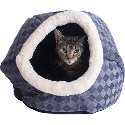Armarkat Armarkat Cuddle Cave Dog & Cat Bed, Blue Checkered