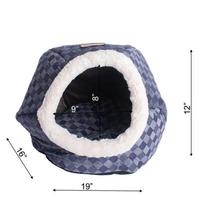 Show full view: Armarkat Cuddle Cave Dog & Cat Bed, Blue Checkered slide 3 of 11