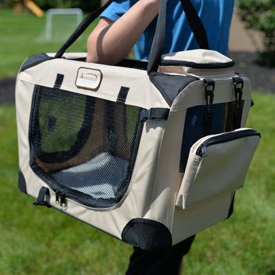 Show full view: Armarkat Folding Soft Dog & Cat Crate & Carrier, Beige slide 3 of 8