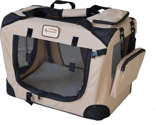 Show full view: Armarkat Folding Soft Dog & Cat Crate & Carrier, Beige slide 4 of 8