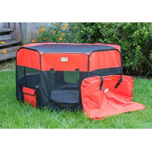 Armarkat Model PP002R Portable Soft-sided Dog & Cat Playpen, Black & Red, Medium