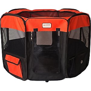 Armarkat Model PP002R Portable Soft-sided Dog & Cat Playpen, Black & Red, Medium