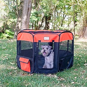 Armarkat Model PP002R Portable Soft-sided Dog & Cat Playpen, Black & Red, Medium