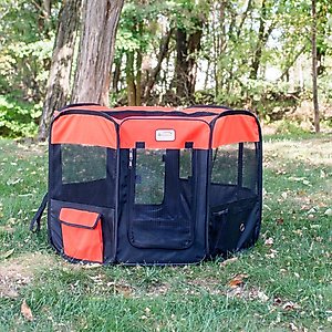 Armarkat Model PP002R Portable Soft-sided Dog & Cat Playpen, Black & Red, Medium