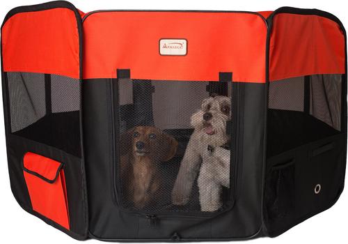 Show full view: Armarkat Model PP002R Portable Soft-sided Dog & Cat Playpen, Black & Red, X-Large slide 2 of 10