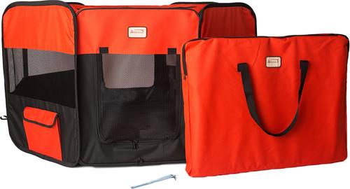 Show full view: Armarkat Model PP002R Portable Soft-sided Dog & Cat Playpen, Black & Red, X-Large slide 3 of 10