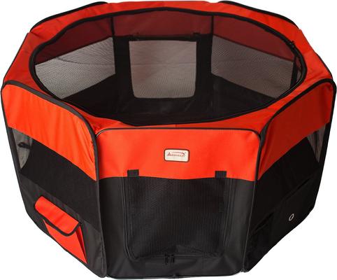 Show full view: Armarkat Model PP002R Portable Soft-sided Dog & Cat Playpen, Black & Red, X-Large slide 4 of 10