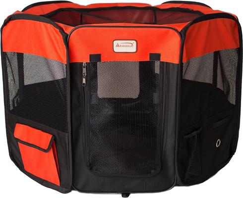 Show full view: Armarkat Model PP002R Portable Soft-sided Dog & Cat Playpen, Black & Red, X-Large slide 5 of 10