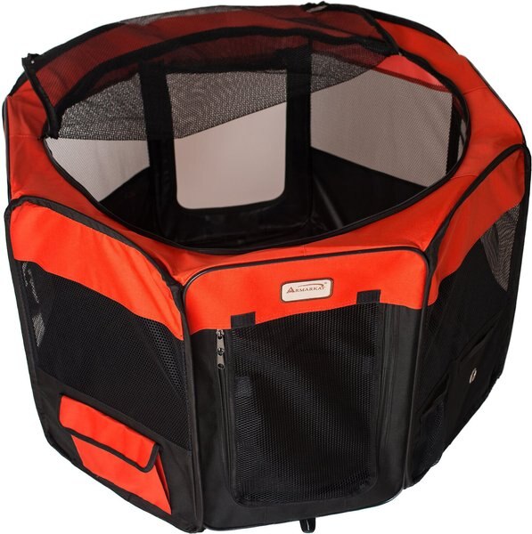 Armarkat Model PP002R Portable Soft-sided Dog & Cat Playpen, Black & Red