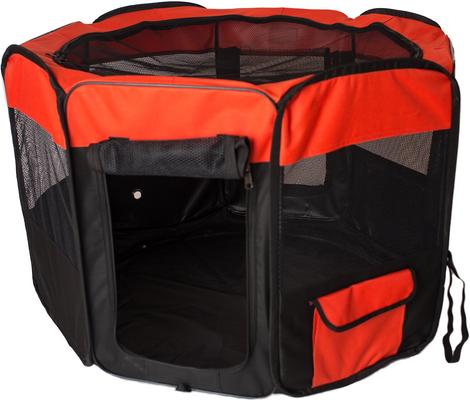 Show full view: Armarkat Model PP002R Portable Soft-sided Dog & Cat Playpen, Black & Red, X-Large slide 7 of 10