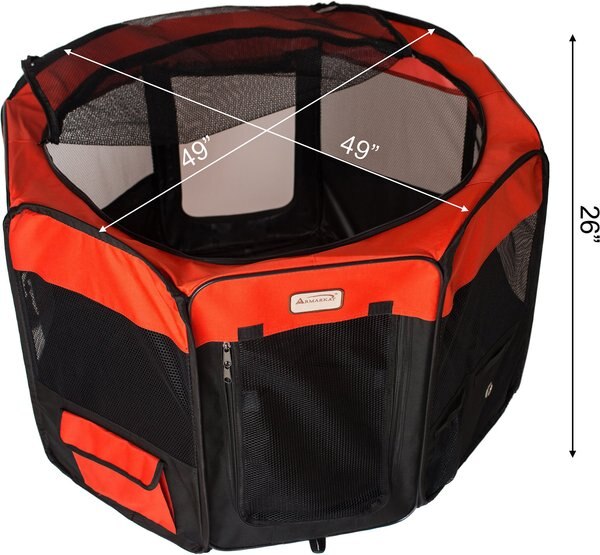Armarkat Model PP003BGE Portable Soft-sided Dog & Cat Playpen, Black & Beige