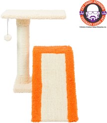 Armarkat Real Wood Sisal Carpet Ramp & Two-Level Platform Cat Tree, Beige & Orange