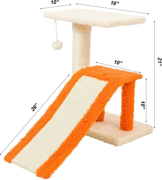 ARMARKAT Real Wood Sisal Carpet Ramp & Two-Level Platform Cat Tree ...
