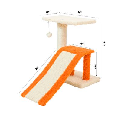 Show full view: Armarkat Real Wood Sisal Carpet Ramp & Two-Level Platform Cat Tree, Beige & Orange slide 9 of 12
