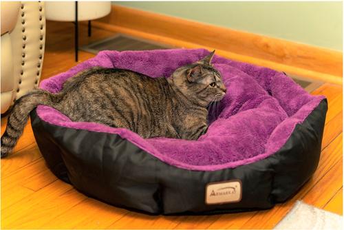 Show full view: Armarkat Soft Cat Bed, Purple & Black, Large slide 4 of 12