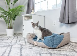 Armarkat Soft Nest Dog & Cat Bed, Navy Blue & Beige