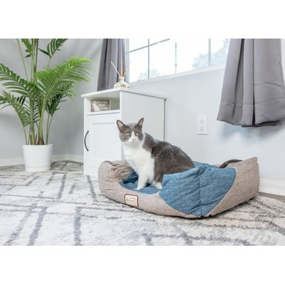 Armarkat Armarkat Soft Nest Dog & Cat Bed, Navy Blue & Beige