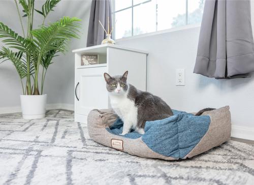 Show full view: Armarkat Soft Nest Dog & Cat Bed, Navy Blue & Beige slide 1 of 10