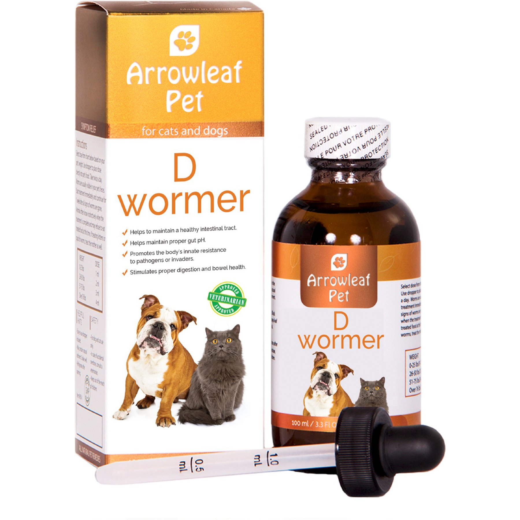 Arrowleaf Pet D Wormer Natural Dewormer Alternative for Cats & Dogs