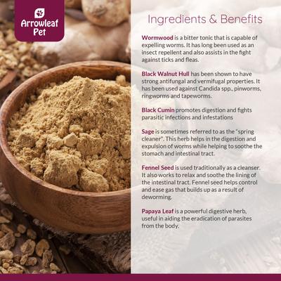 Show full view: Arrowleaf Pet by NaturPet Inc. D Wormer Natural Dewormer Alternative for Cats & Dogs, 100-ml bottle slide 3 of 7