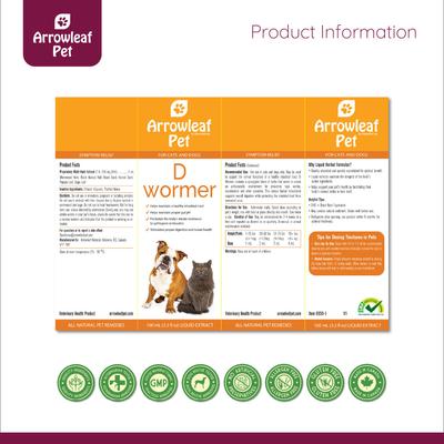 Show full view: Arrowleaf Pet by NaturPet Inc. D Wormer Natural Dewormer Alternative for Cats & Dogs, 100-ml bottle slide 5 of 7