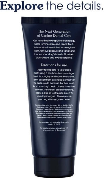 Arterra Pet Science Peanut Butter Flavored Nano Hydroxyapatite Remineralizing Dog Toothpaste, 3-oz tube