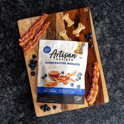 Show full view: Artisan Inspired Maple Bacon & Blueberry Flavor Biscuits Dog Treats, 16-oz bag slide 3 of 11