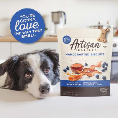 Show full view: Artisan Inspired Maple Bacon & Blueberry Flavor Biscuits Dog Treats, 16-oz bag slide 5 of 11