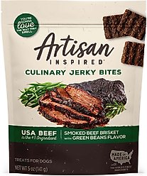 Artisan Inspired Smoked Beef Brisket & Green beans Jerky Dog Treats, 5-oz bag