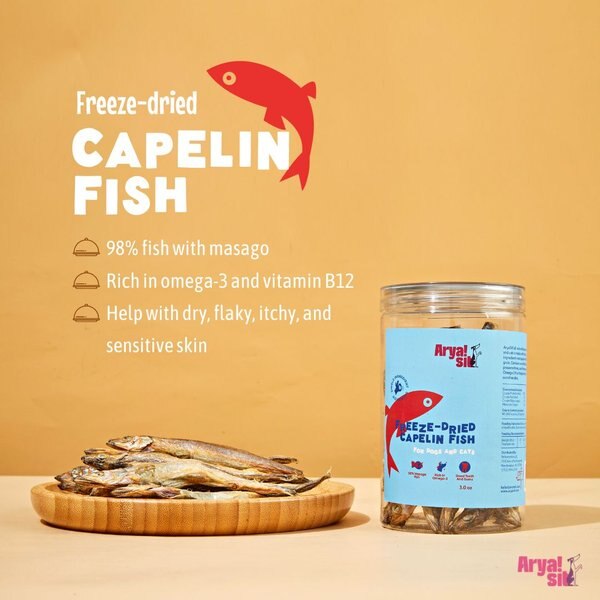 Arya Sit Capelin Freeze-Dried Dog Treats, 3-oz jar